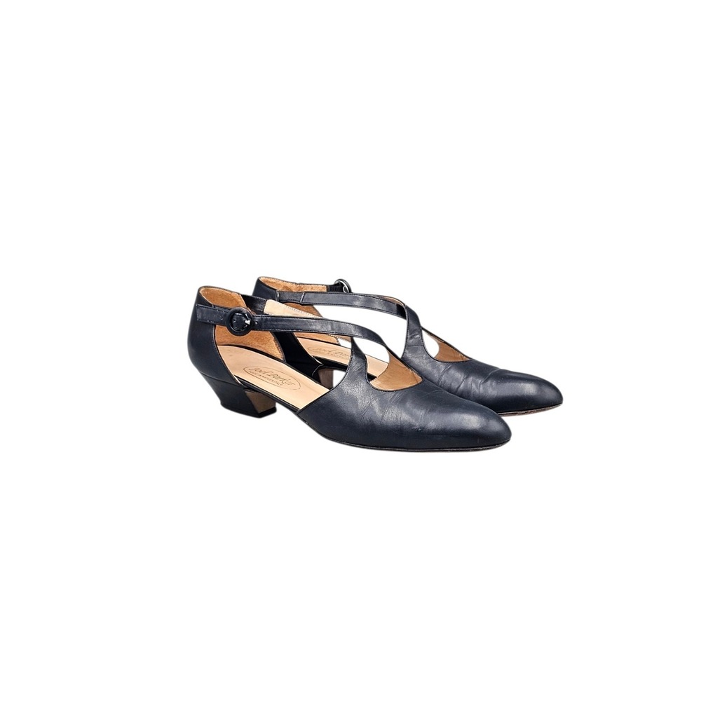 Joel Parker VTG Navy Leather Strappy Pumps Heels Womens 10 AAAA Narrow Italy